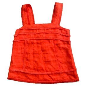 J.Crew Orange Fringe Linen Top